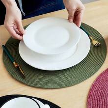 3 piezas/6 piezas Manteles individuales redondos tejidos de 38 cm de colores, manteles individuales redondos de color claro para mesa de comedor, manteles individuales redondos de color verde salvia adecuados para mesa de comedor, comedor redondo, cocina, fiesta de cumpleaños, fiesta de boda, fiesta temática de vacaciones - Multicolor - Ver 6