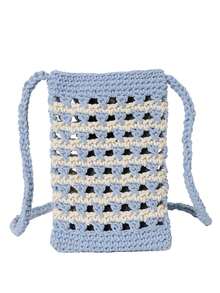 BAILEE A Casual And Vacation-Style Crochet Patchwork Shoulder Bag. The Unique Patchwork Design Can Accommodate Items Like Phones And Lipsticks. This Portable, Cute And Fashionable Quilted Bag Is Perfect For Beach Trips, Daily Outings, Seaside Vacations, Travel Adventures, And Matching With Various Outfits. It Makes An Ideal Gift For Family, Friends And Loved Ones. - Multicolor - View 14