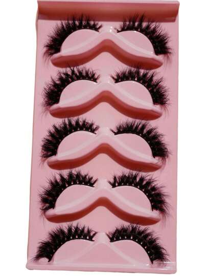 5 Pairs Cat Eye 3D Mink Eyelashes Curly Wing Natural Realistic Messy Eyelash Extension Thick False Eyelashes Soft False Eyelashes