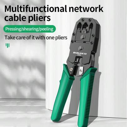 Multi-Functional Network Cable Crimping Pliers, 4P/6P/8P 3-In-1 Cutting Stripping Tool Suitable For Cable/TV/Ethernet Etc. RJ Connectors
