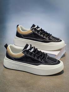 2026新款时尚百搭男士厚底休闲运动鞋，低帮鞋 - 黑色 - 查看 4