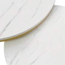 (Modified Instructions) Set Of 2 Modern Nesting Coffee Tables, Glossy Marble Finish, Round Nesting Side Table - View 5