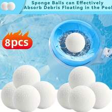 8pcs Pool Cleaning Balls - Quick Water Absorption, Highly Efficient & Reusable Sponge For SPA And Hot Tub Scrubbing, Suitable For Sand Filter System, Textured Surface Design, Essential For Swimming Pool And Spa Maintenance - Multicolor - View 7