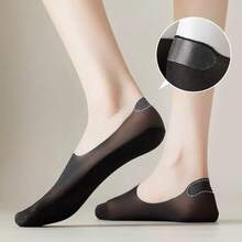 5/10/15 đôi tất nữ mùa hè mỏng thoáng khí, tàng hình, lụa băng, đế silicone chống trượt, thấm mồ hôi, tất thuyền - Nhiều màu - Xem 5