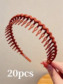 1/4/7/9/20个装简约糖果色纯色发圈，韩式不伤发波浪编织发圈，带齿，适合日常休闲佩戴 - 彩色 - 查看 28