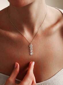 1pc Custom 1-4 Birth Flower Necklace Personalized Flower Necklace, Gold Stainless Steel Jewelry Necklace, Christmas Gift - Multicolor - View 5