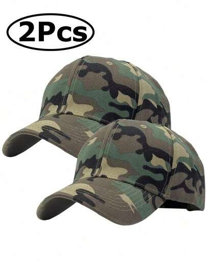 قبعة بيسبول ذات بنية عليا بطبعة كاموفلاج قابلة للتعديل - قبعة أداء للأنشطة الخارجية قطعتان/قطعة واحدة