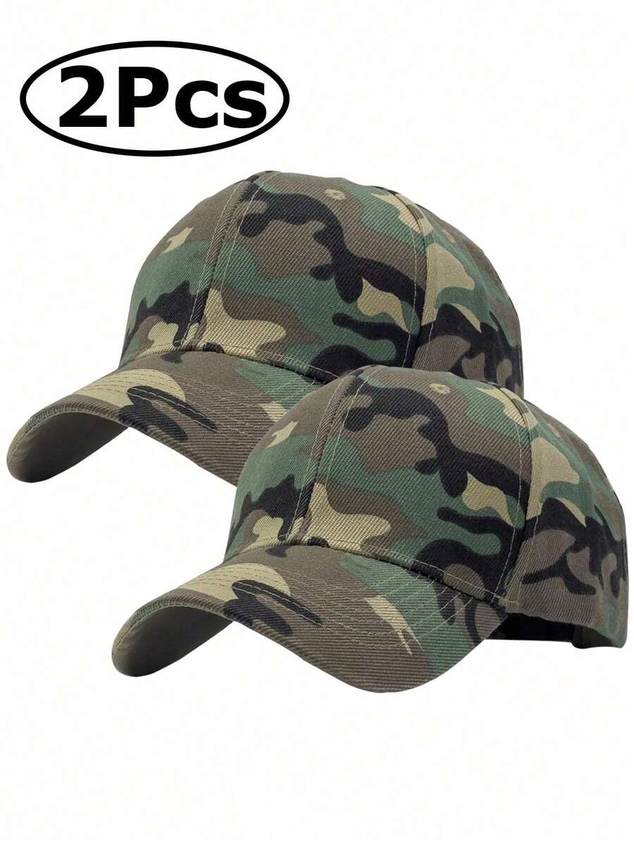 2Pcs/1pc Utmost Structured Camouflage Baseball Cap With Adjustable Closure - Performance Hat For Outdoor Activities,Summer,Beach,Holiday - Multicolor - View 1