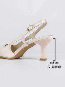 缎面尖头露跟细高跟鞋，优雅派对高跟鞋，通勤细高跟鞋 - 粉色 - 查看 8