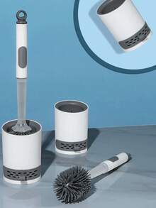 Silica Gel Toilet Brush - Silica Gel Toilet Cleaner Brush With Water Spray, Reusable, Wall-Mounted Or Freestanding With Base, No Drilling Required - Multicolor - View 5
