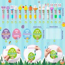84PCS Easter Gifts Bulk Cartoon 4 In 1 Multicolor Ballpoint Pens With Greeting Cards For Easter Party Favors Basket Stuffers Goodie Bag Filler School Supplies Students Rewards Classroom Gifts - Nhiều màu - Xem 3