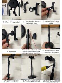 1pc Mobile Phone Live Broadcast Stand Can Be Raised And Lowered, Portable Desktop Camera, Lazy Person, TV Show, Multifunctional Phone Stand, Weighted Disc, Universal Free Lifting Stand - one-size - View 9