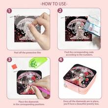 2件套钻石画套装，带拉链化妆包，卡通图案，无纺布材质，钻石马赛克化妆盒，方便实用，大容量，适合作为送给女性的礼物，节日、新年、情人节皆宜。 - 查看 6