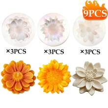 9pcs Mini Daisy Flower Silicone Candle Molds, Sunflower Shaped Resin Silicone Molds For DIY Candle, Soap, Plaster Crafts, Home Decor, Easy Release And Reusable - A - View 8