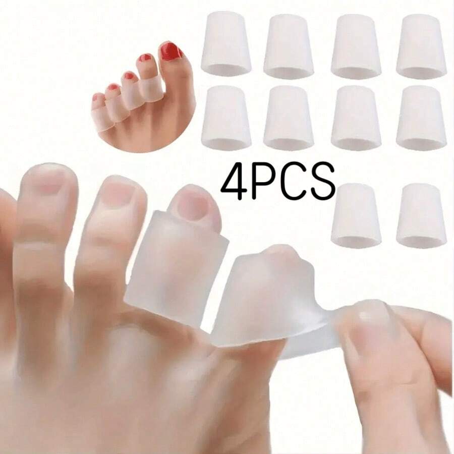 4 miếng bảo vệ ngón chân bằng silicon, miếng đệm chống trượt, ngăn ngừa các ngón chân chồng lên nhau, có thể giặt được. - trắng - Xem 1