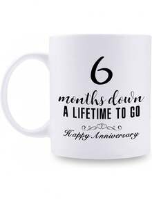1pc 11oz (325ml) "4 Months Anniversary" Coffee Mug, Suitable For Couples, Girlfriend And Boyfriend, Ceramic Material, Double-Sided Printing, Microwave And Dishwasher - Gift for the 6-month Anniversary - View 8