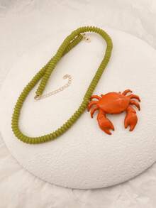 ZA Women's Multi-Color Shell Pendant Pearl Chain Necklace | Boho Beach Ocean Style Easter Gift Jewelry For Beach Party - Crab - View 7
