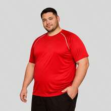 Kit Of 3 Dry Fit T-Shirts Plus Size G1-G3-Extra Size Plain Red-Royal Blue Men's  Contrast Colors Short Sleeve - Casual - Training - Gym - Sports - Exercise - Running - Party - 黑色 - 查看 4