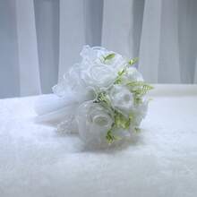 1 ramo de rosas de boda, adecuado para la novia y las damas de honor - Blanco - Ver 8