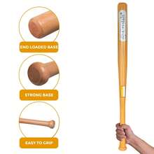 Crystals Wooden Baseball Bat Training Practice Softball Bat Solid Wood Sports Bat 29 Or 33 Inches - Brown 84CM - View 3