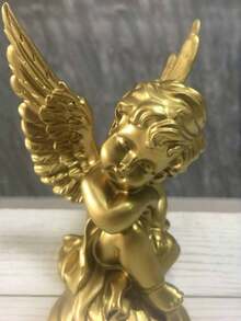 Escultura decorativa de ángel bebé durmiente de Artgenius de 4 pulgadas, adecuada para el hogar, la oficina y regalos (dorado) - Múltiples estilos - Ver 5