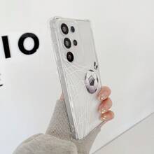 1pc Shockproof Phone Case, Compatible With Note 15/14/13/11 Pro, 17 Pro Max/16 Pro Max/16 Pro/14 Pro Max/14 Pro/13 Pro Max/16, Galaxy S21 5G/S26 Ultra/S22/S22 Ultra/S23/S23 Ultra/S24/S24 Ultra 5G, A14/A33 5G/A53 5G/A54 5G/A52/A52s 5G/A15 5G/A13 4G/A22 4G/A22 5G/A34/A23 5G/S25/S25 Ultra, Supports Wireless Charging, 1pc Electroplated Magnetic Stand Shockproof Phone Case - Clear - View 3