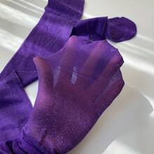 1 Piece Of Women's Plus-Size Pantyhose, Thin Silk Stockings With Silver Thread For A Shimmering Surface, Available In Bright And Candy Colors, Can Be Paired With Any Outfit, Comfortable And Slimming, Suitable For All Seasons - 紫色 - 查看 5