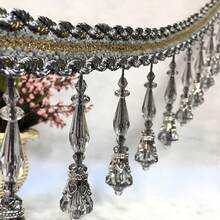 Hiasan Tirai Rumbai Renda Tenun Liontin Manik Kristal 100cm, Dekorasi Rumbai untuk Taplak Meja, Aksesori Tepi - A - View 9
