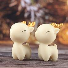 1pc Mini Christmas Reindeer Statue, European And American Style Jade Deer Resin Figurine, Indoor Christmas Decor For Fireplace, Party Table, Shelves - Multicolor - View 10