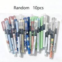 10pcs Random High-Quality Liquid Ink Ballpoint Pens, Smooth Writing, Large Capacity, Black Ink Pens For Office & Study - 10pcs Random - View 6