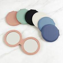 New Soft PU Dual-Sided Makeup Mirror, Portable Travel Mirror, Compact Size - Multicolor - View 1