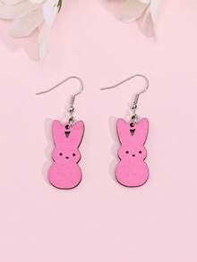 Set de 12 piezas de aretes de conejo de Pascua lindos de madera, aretes de madera de colores de caramelo adecuados para uso diario de mujeres, regalo de fiesta - Juego de pendientes - Ver 5