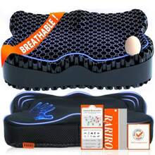 Thickened Gel Seat Cushion Egg Gel Chair Pads For Wheelchair Pressure Coccyx Sciatica Pain Relief Cooling Desk Seat Cushion For Kayak Car Office Chair Long Sitting[Black-2.75] - 黑色的 - 查看 7