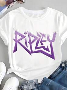 Wrestler Rhea Ripley Printed T-Shirt Top Rhea Ripley Neutral Harajuku Short-Sleeved Unisex Shirt Graphic T-Shirt Women - White - View 1