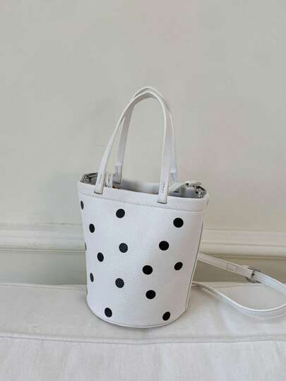 1 chiếc túi đeo vai/đeo chéo kiểu xô, màu trơn, chất liệu PU, thời trang tối giản, đa năng, tươi mới, mang phong cách văn học.