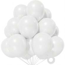 20pcs 12-Inch White Latex Balloons, For Wedding Engagement Party Decoration (Includes 1 White Ribbon) - View 1