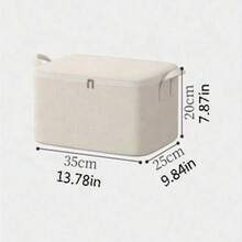 1pc Large Capacity Foldable Storage Bag With Lid, 1pc Foldable Fabric Storage Bag, Washable. Suitable For Clothing Storage, Seasonal Clothing Storage, Under Bed, Wardrobe, Moving - Ideal For Clothes, Bedding, Quilt Storage. Under Bed Storage Box, Dorm Storage, Breathable Fabric Storage Bag, Also Suitable For Back To School Season. - White - View 15