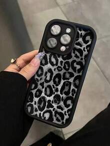 1个黑色和灰色豹纹酷炫图案手机壳，时尚眼镜泰迪熊图案，磨砂质感防震保护套，适用于 17 Pro Max/17 Pro/17/16 Pro Max/16 Pro/16/15/14/13/12/11/Pro/Pro Max/X/XR/XS/XS Max/7/8/Plus - 彩色 - 查看 5