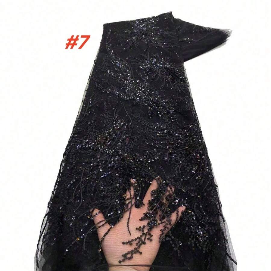 2026 High-Quality African Embroidered Sequin Lace Fabric, French Nigerian Lace Fabric Suitable For Wedding Dress Making
