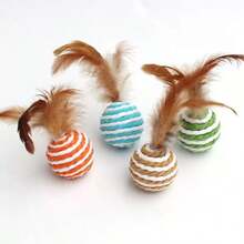 Feather Paper Rope Ball Cat Toy, Scratch-Resistant, Durable Biting, Self-Grinding, Sisal Ball, Cat Scratch, Cat Teaser, Cat Pet Supplies - Multicolor - View 5