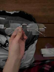 1 Pair Men's Frameless Rectangular Glasses, Modern Minimalist Fashion Eyewear With Clear Lenses, Suitable For Daily Wear, Street Style, Office, Business Casual & Everyday Use - Multicolor - View 4