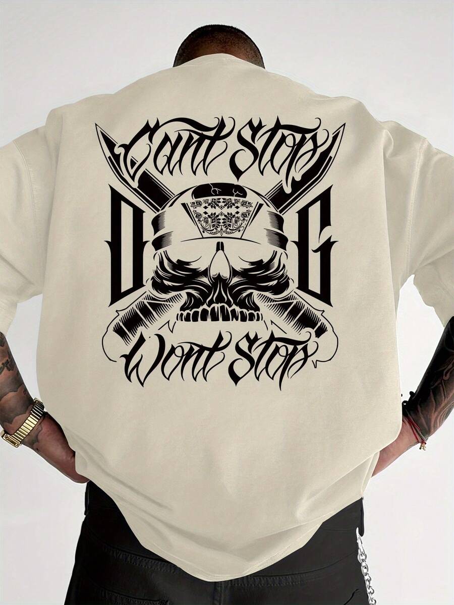 Camiseta de moda de la nueva temporada con estampado de moda, diseño divertido y creativo, cuello redondo, estampada, de algodón puro, manga corta de verano, estilo casual para uso diario. - Blanco - Ver 1