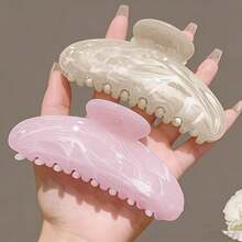 2pcs Minimalist Elegant Marble Texture Hair Clips, Sweet Accessory For Tea Party, Women & Students Summer Hair Accessories Beach Claw Clips Vacay,Holiday,Travel Beach Hair Claws,Festival,Birthday - Multicolor - View 1