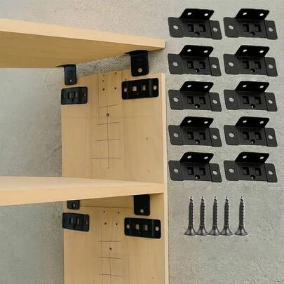 10 Stück schwere Möbelregale mit L-förmigen Halterungen und Schraubzubehör für einfache Montage, geeignet für Schränke