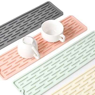 1 Set Kitchen Accessories: Dish Drying Rack, Heat-Resistant Pot Holder, Quick-Dry Silicone Dish Washing Cloth, Long Sleeve Silicone Drain Mat, Heat Insulation Pad, Pot Cover, Sink Drain Tray, Bar Mat, Non-Slip Cutting Board, And Cutlery Filter Cup Mat