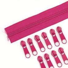 1 Set = 5m Zipper + 10pcs Metal Zipper Pulls, Colorful Nylon #3 Zipper With 10pcs Matching Metal Zipper Pulls, Suitable For Garments, Textiles, Bags - 5m Zipper + 10pcs Metal Zipper Pulls - View 11
