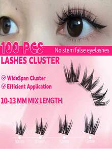 100片欧美风假睫毛，卡通眼型，大容量分段式，打造慵懒浓密纤长妆效，性感亚洲风情，可重复使用 - 查看 2