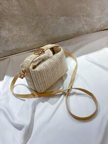 夏季编织手提包，休闲女士手提包，单肩斜挎包，沙滩必备，时尚夏季度假包，女士沙滩必备单品，假日编织包，编织包，春夏小包，新款韩版百搭斜挎包，简约清新编织单肩手提包，单肩包 - 彩色 - 查看 14