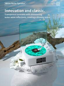 Retro Vinyl Record Player Shaped Wireless Bluetooth Speaker With Digital Display, Clock, Ambient Light, White Noise Modes, And Support For TF Card Playback - View 8