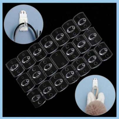 20/6pcs Mini Self-Adhesive Removable Hooks, Transparent Hooks, Sticky Wall Hooks, Indoor/Outdoor Mini Clip Lights, Holiday Decorations, Multi-Purpose Clips, Suitable For Valentine's Day, New Year Decorations And Display, Practical Hooks